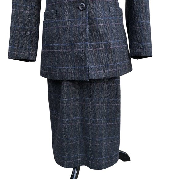 Vtg Sasson Womens Power Professional Suit 80s Single Breast Jacket Skirt Sz 6/7 - Picture 3 of 9